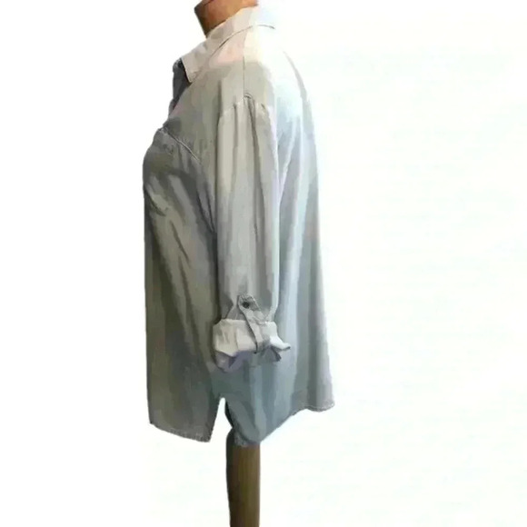 Jane + Delancy Light Gray Button up Collared Long Sleeve Top Size Medium NWT - Picture 3 of 11